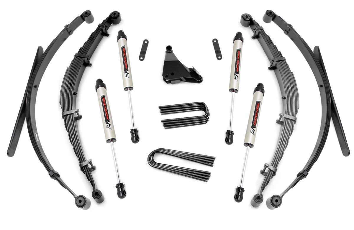 Ford F-250 Super Duty Suspension Lift Kit - Front + Rear - Rough Country - 4 Inch Lift Kit | Rear Springs | V2 - '99-'04